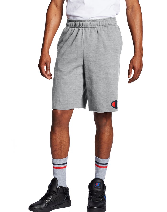 Champion Herre Shorts Grå - Powerblend Fleece C Logo - Danmark FIZ-789425